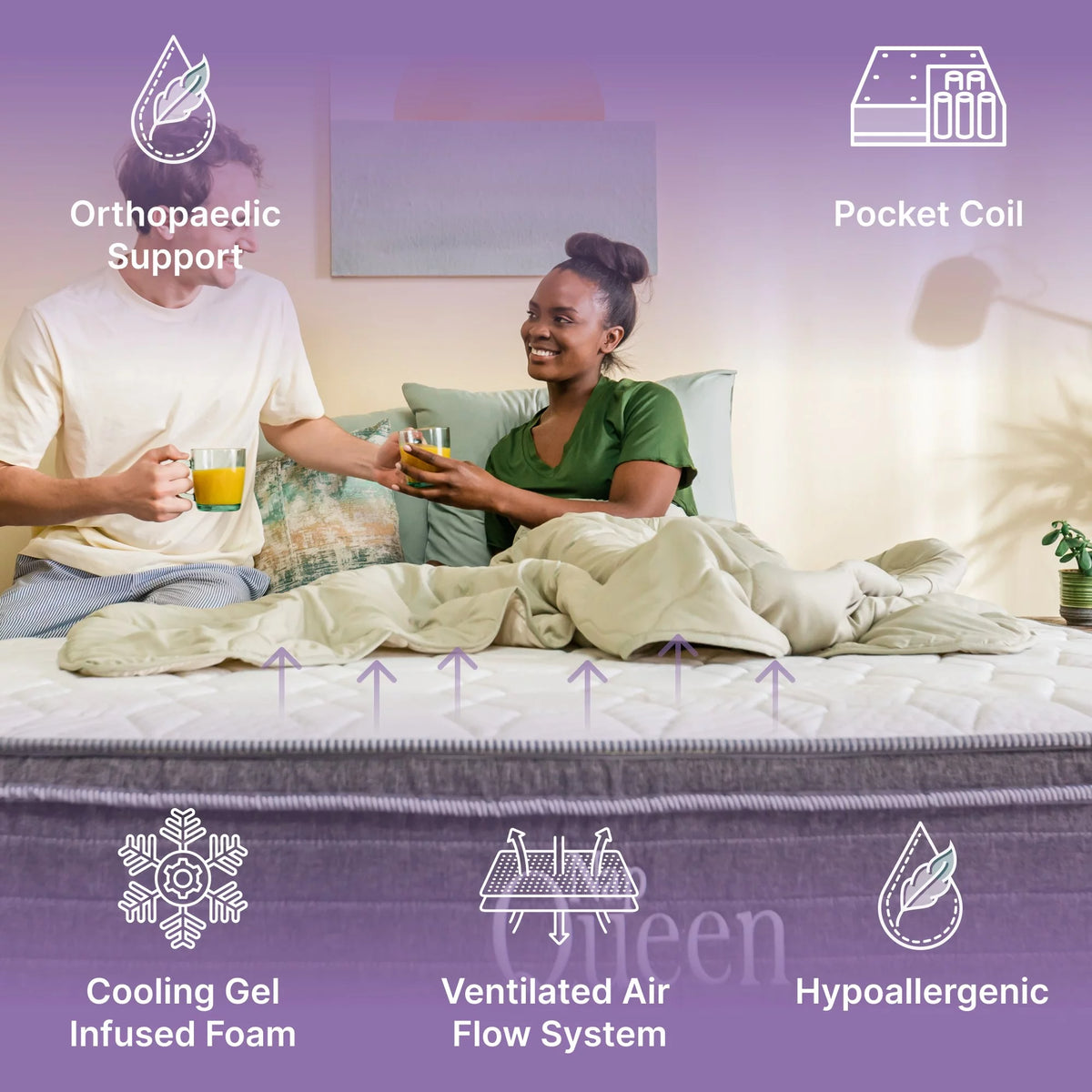 Queen Size Hybrid Memory Foam Pocket Spring Mattress S398032
