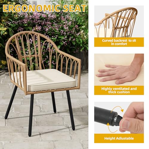 4 Pieces Grey Wicker Patio Furniture Set with Cushions B471