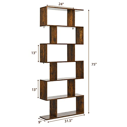 Black 6 Shelf Geometric Bookcase A803375