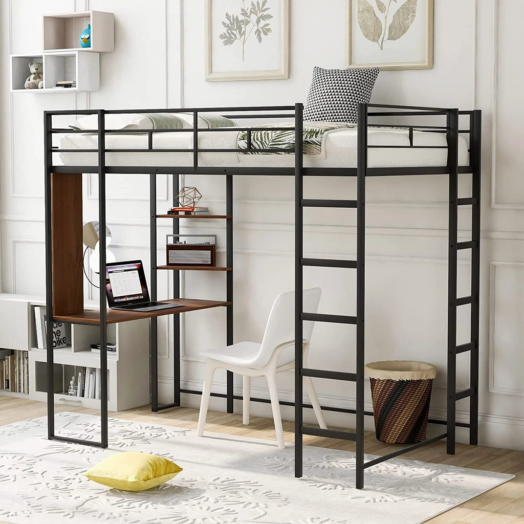 High Loft Bed with Desk and Shelves T774617