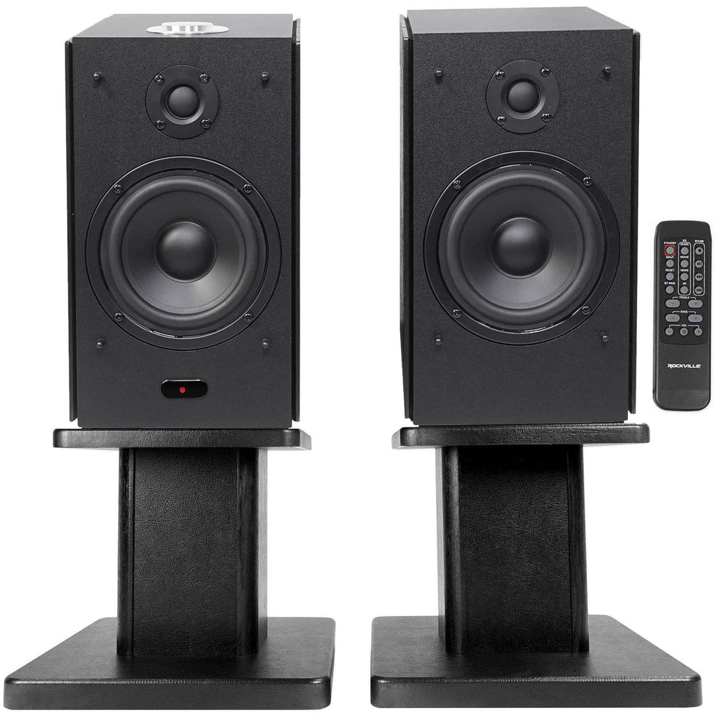5x22 Powered Bluetooth Bookshelf Speakers with Stands C511