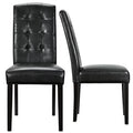 Black Tufted Faux Leather Dining Chairs F114