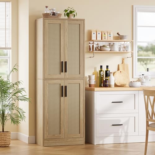 Tall Storage Cabinet with 4 Doors and Adjustable Shelves O455312
