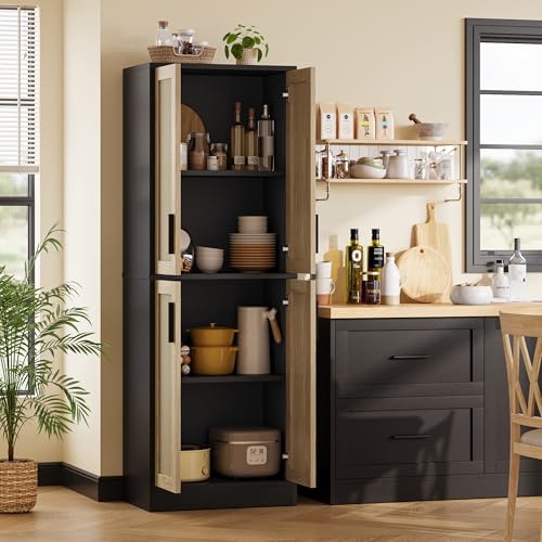 Tall Storage Cabinet with 4 Doors and Adjustable Shelves O455312