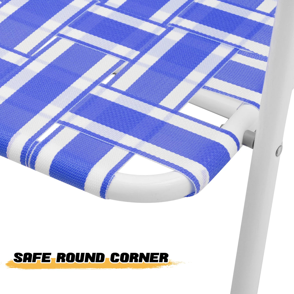 Folding Webbed Beach Chairs Set of 2 with Armrests, Blue P815549