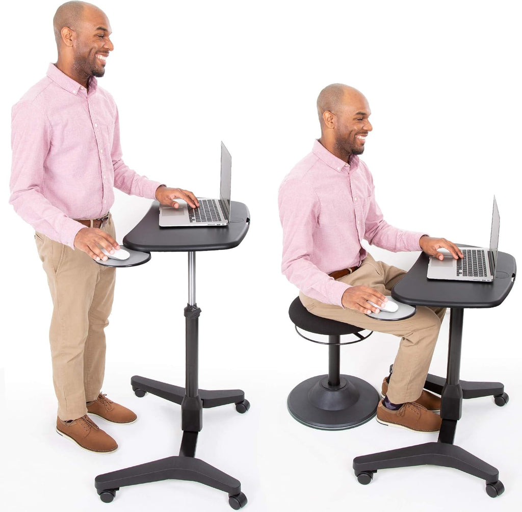 Mobile Podium with Pull Out Mouse Pad & Cup Holder, Black H15688