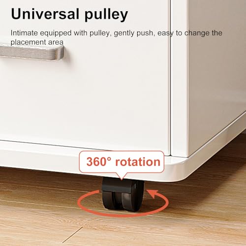 White 3 Drawer Wood Mobile File Cabinet with Open Storage Shelves F481206