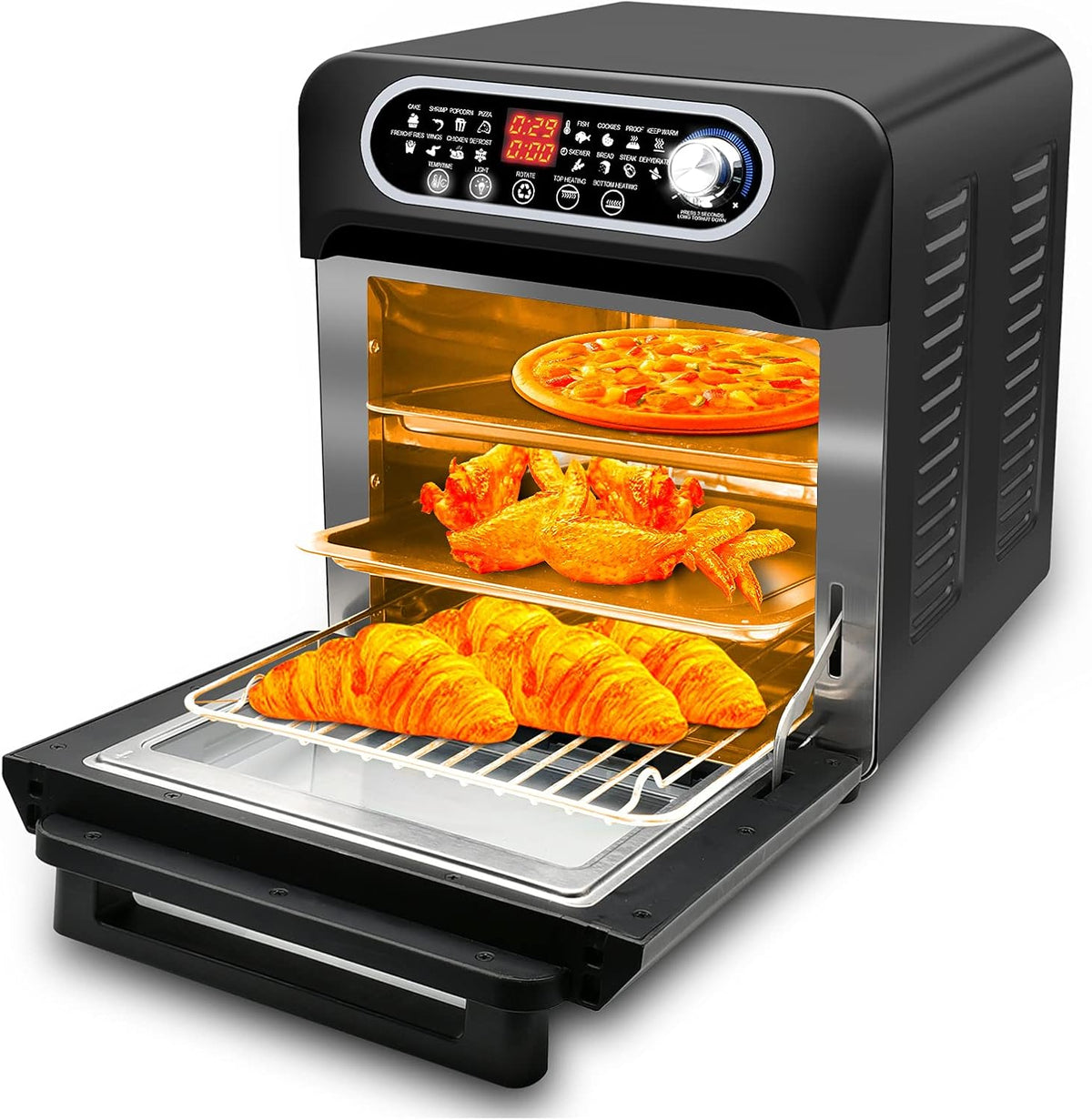 15.8qt 3-layer 16-in-1 Convection Air Fryer Toaster Oven with 6 Accessories, 1500W, Stainless Steel W388756