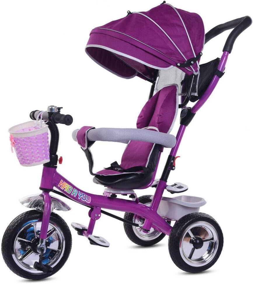 4 in 1 Pink Kids Tricycle with Canopy A92017