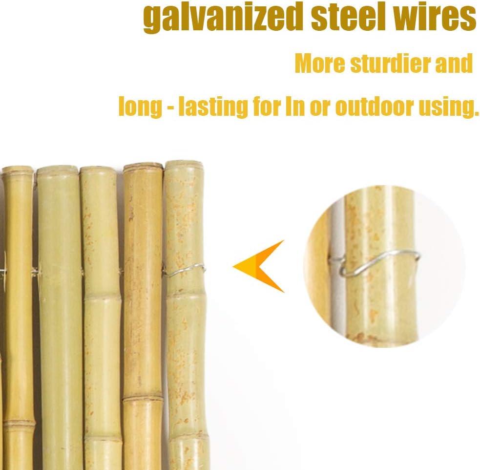 Natural Rolled Bamboo Fence, 0.7 in D x 4 feet High x 6 feet Long C91156