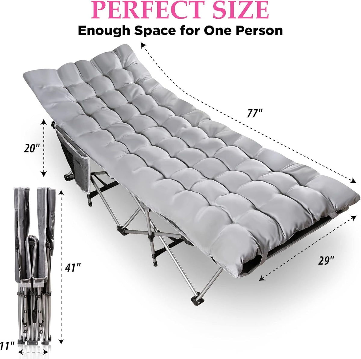 Folding Lightweight Portable Heavy Duty Camping Cot and Cot Pad O5474