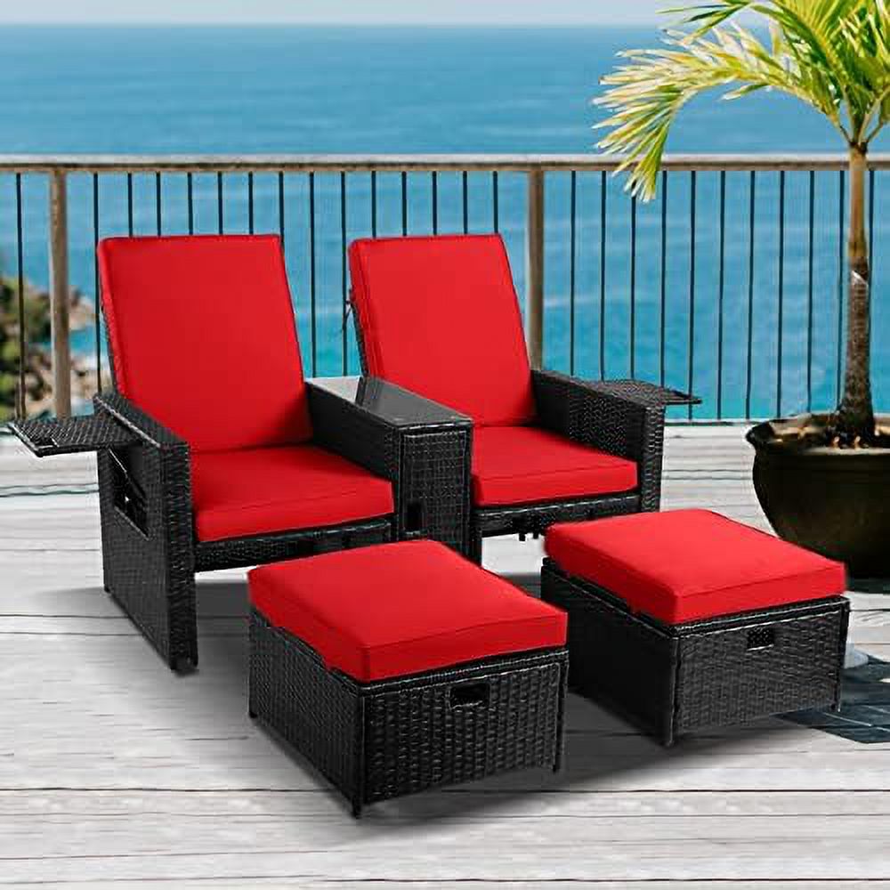 Outdoor Rattan Loveseat with Ottoman Footrest P620