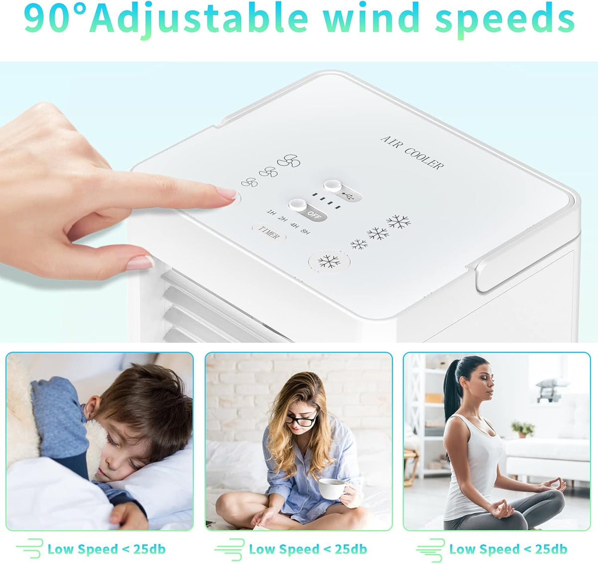 Portable Evaporative Air Cooler Fan, 5000mAh Rechargeable, Pack of 2 W773942