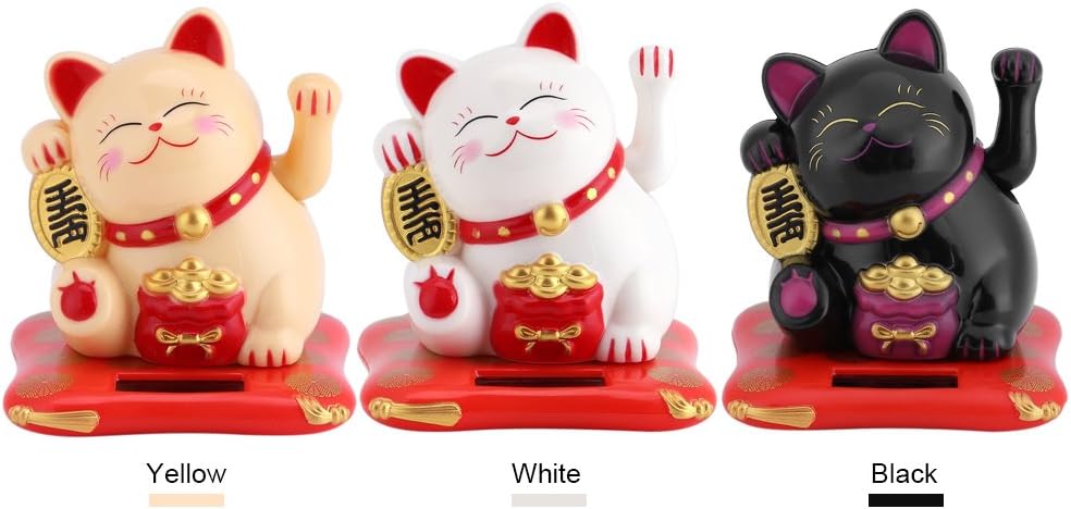White Pack of 2 Solar Powered Waving Cat H674410