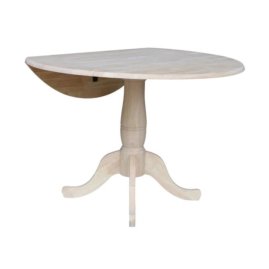 42" Round Solid Wood Dual Drop Leaf Pedestal Table X5093