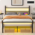 Black Metal Full Size Bed Frame with Headboard and Footboard B709