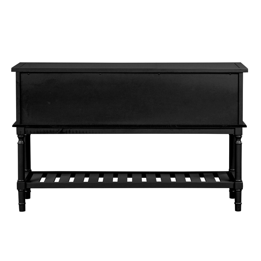 Black Navy Blue Console Table with 2 Drawer Cabinet Shelf V305749