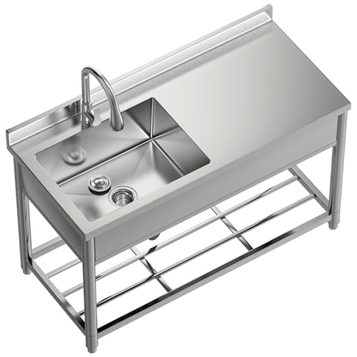 Stainless Steel Single Bowl Commercial Sink with Drainboard E962956