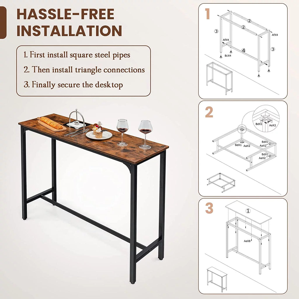 48" Narrow Rectangular Console Table with Steel Frame B4898