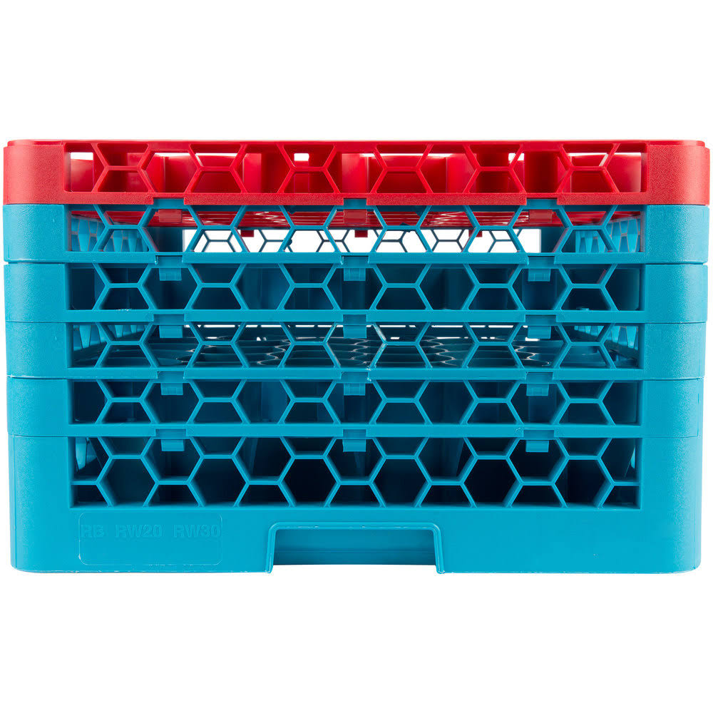 Red Color-Coded Glass Rack with 5 Extenders L536863