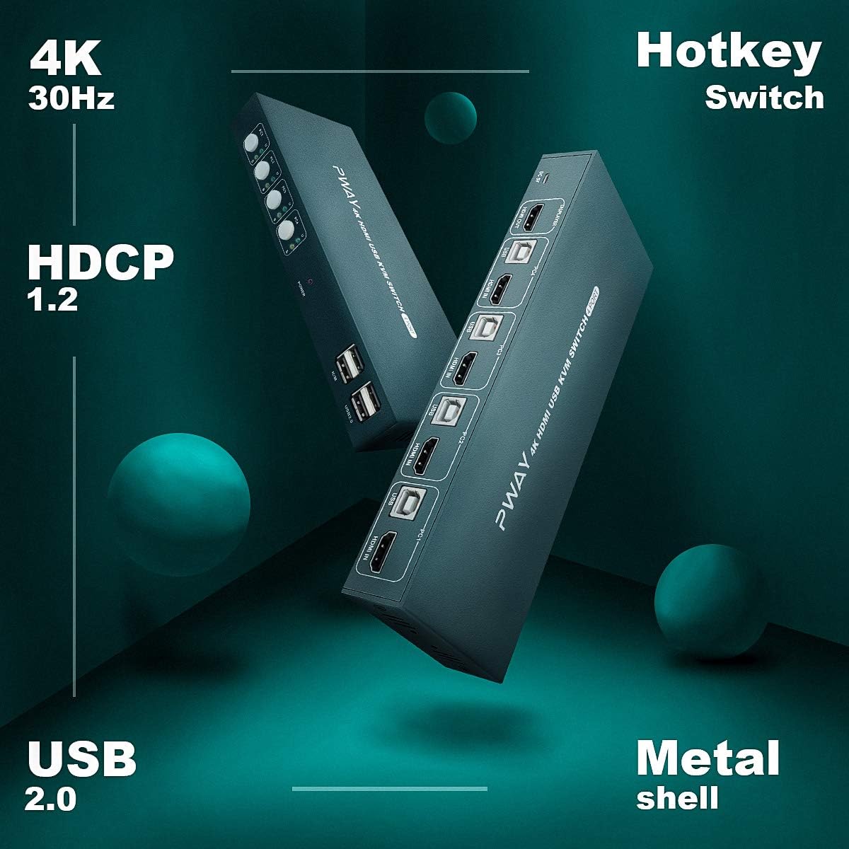 4x1 HDMI KVM Switch 4 Port Ultra HD 4K@30Hz USB 2.0 with 4 HDMI and USB Cables T516188