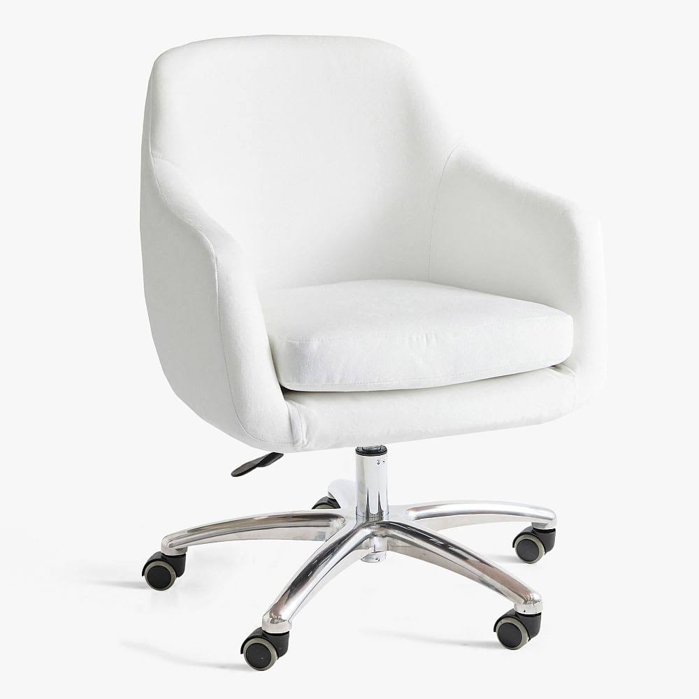 White Velvet Swivel Desk Chair R713932