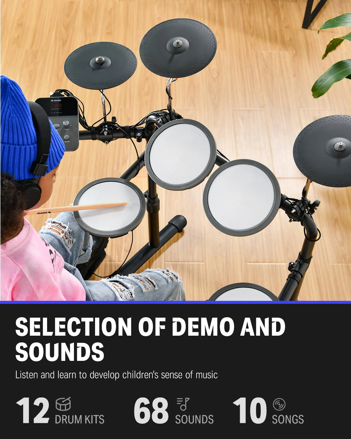 Electronic Drum Set with Quiet Mesh Drum Pads J614863