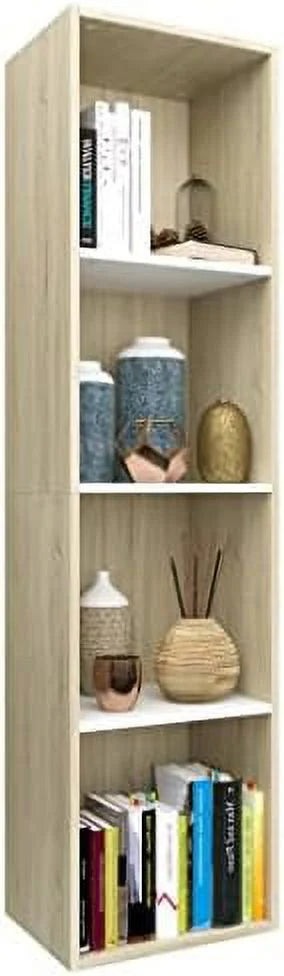 White and Sonoma Oak Engineered Wood Book Cabinet Y288