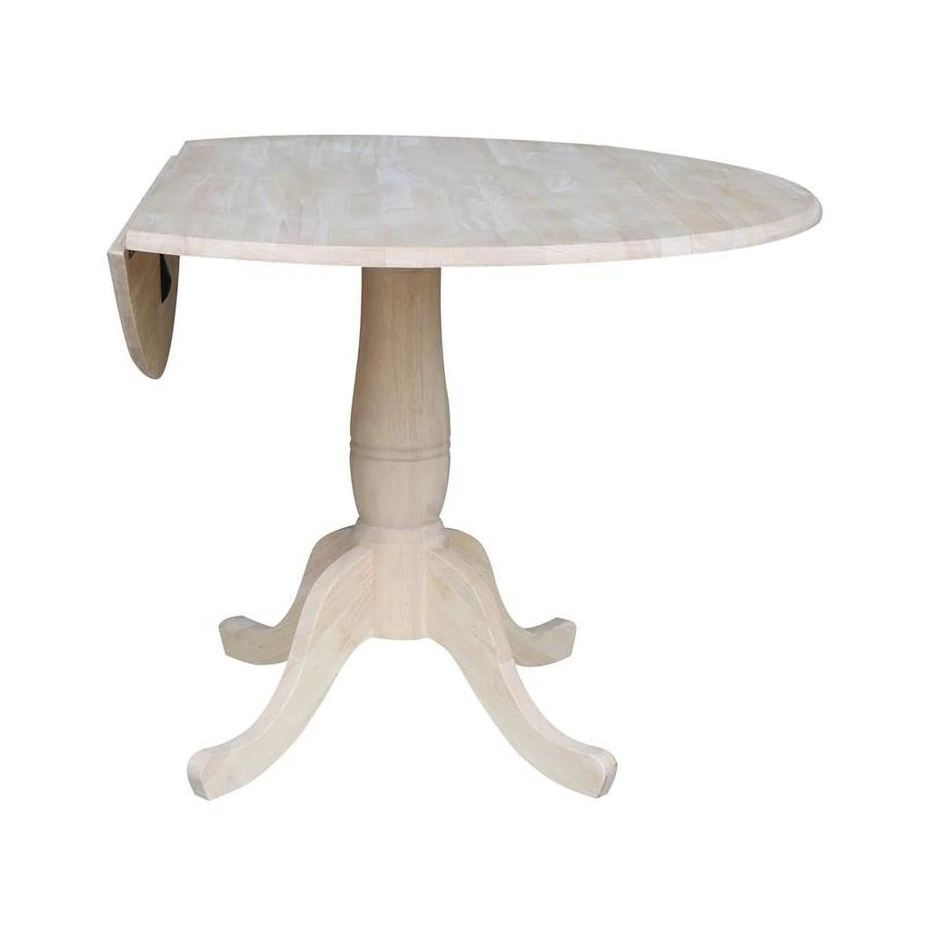 42" Round Solid Wood Dual Drop Leaf Pedestal Table X5093