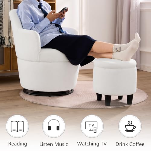 Blue Swivel Accent Chair with Ottoman Y864