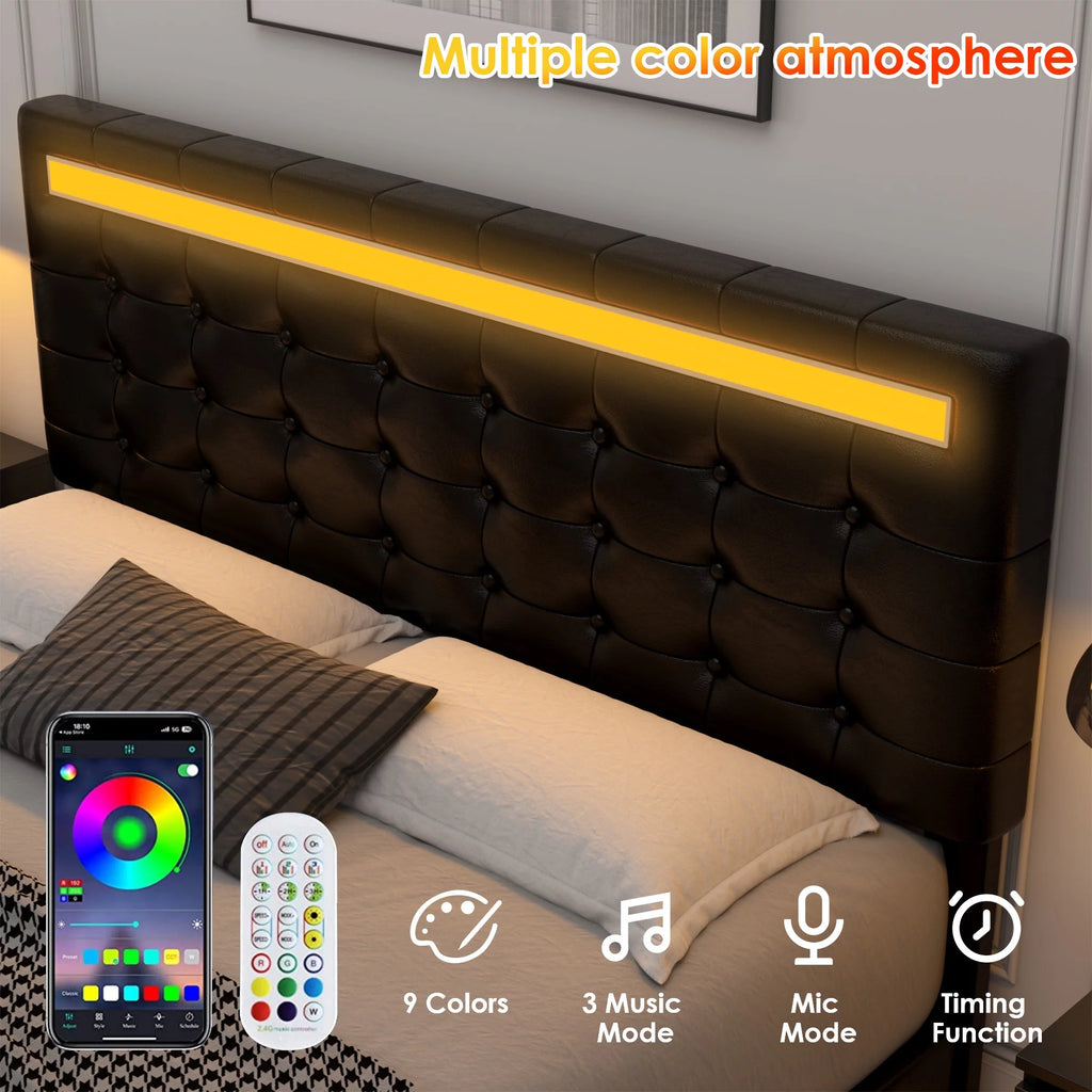 King LED Platform Bed with Under Bed Storage V73047