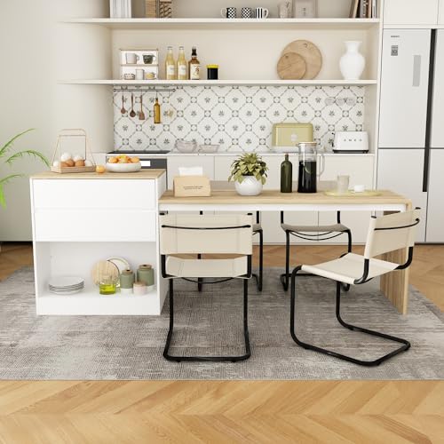 80.7" Wood Kitchen Island with 3 Drawers D822683