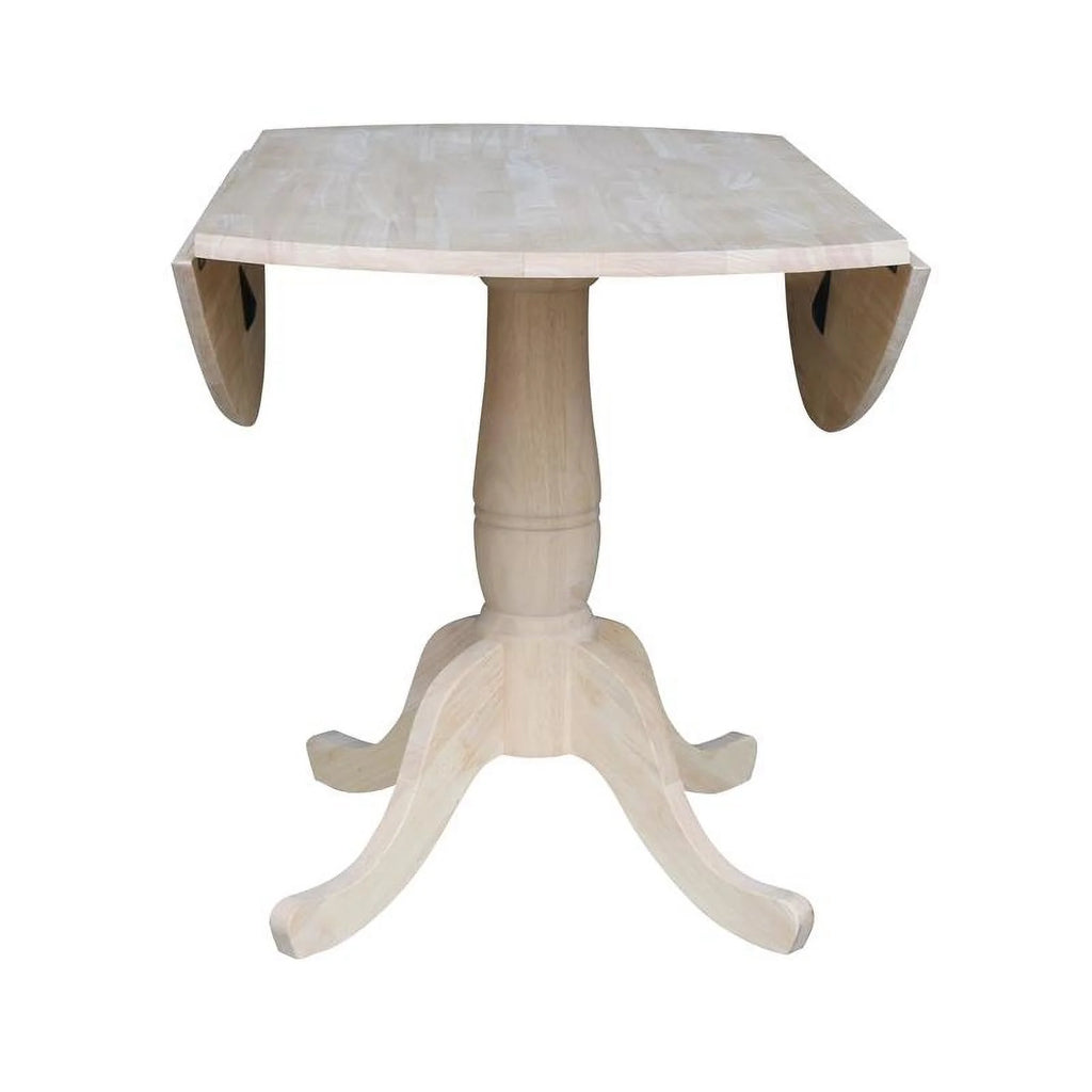 42" Round Solid Wood Dual Drop Leaf Pedestal Table X5093
