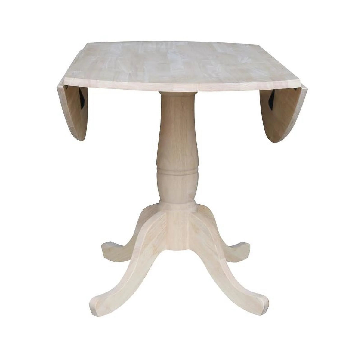 42" Round Solid Wood Dual Drop Leaf Pedestal Table X5093
