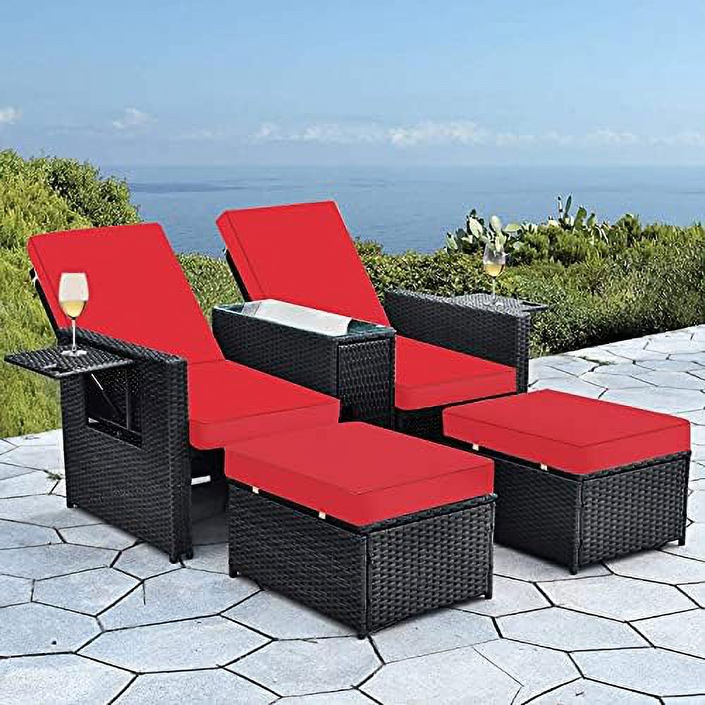 Outdoor Rattan Loveseat with Ottoman Footrest P620