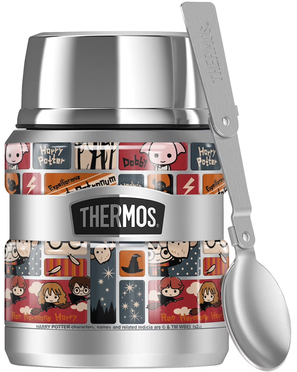 Stainless Steel Food Jar with Folding Spoon, 16oz G893