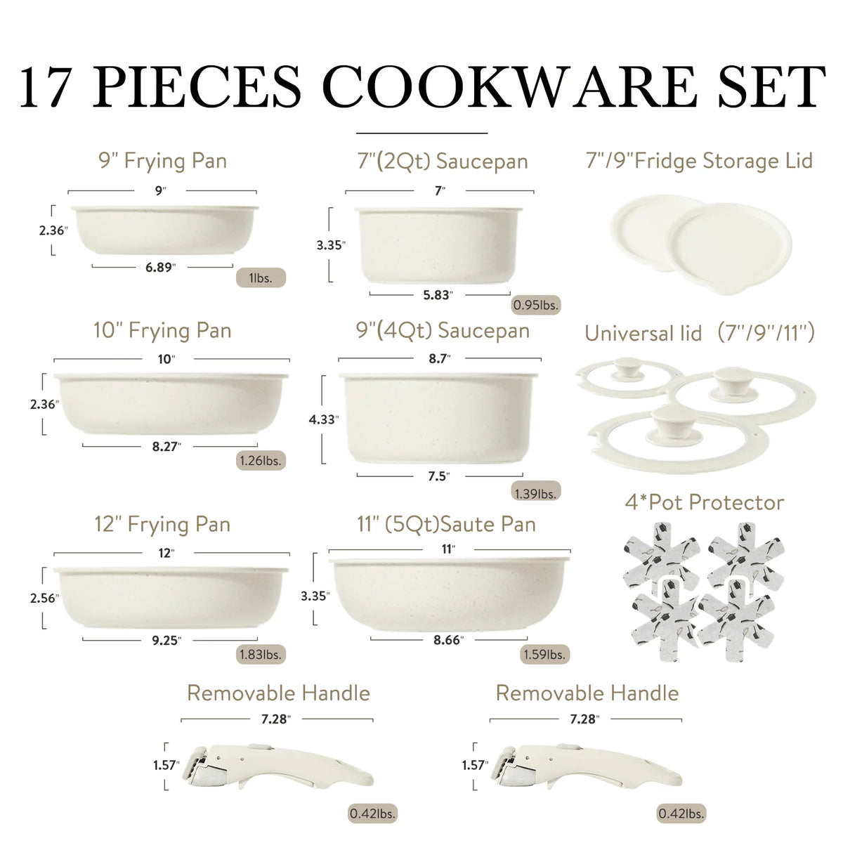 17 Pcs Nonstick Granite Cookware Set F391