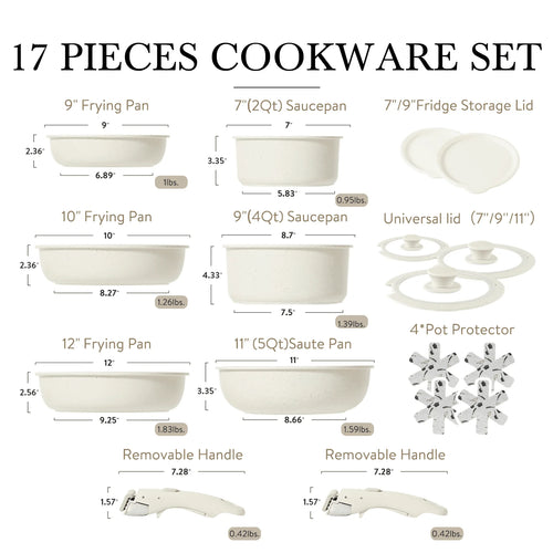 17 Pcs Nonstick Granite Cookware Set F391