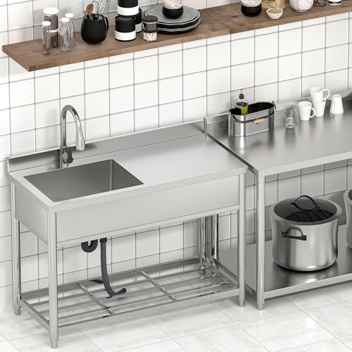Stainless Steel Single Bowl Commercial Sink with Drainboard E962956