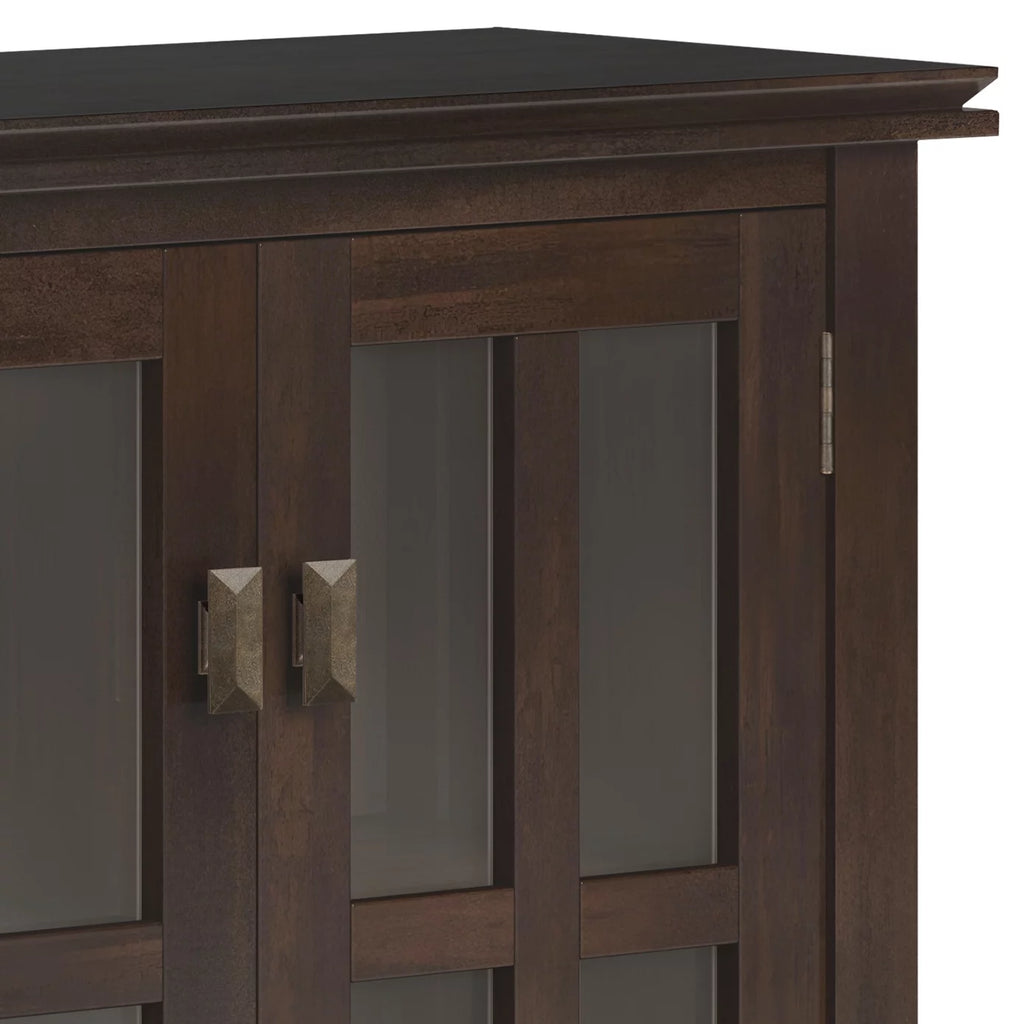 Solid Wood 30 inch Wide Low Storage Cabinet in Tobacco Brown H27942