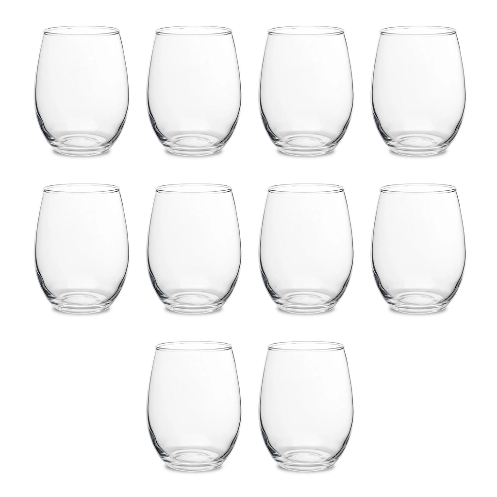 Stemless Wine Glasses 15 oz Set of 10 Clear G5577