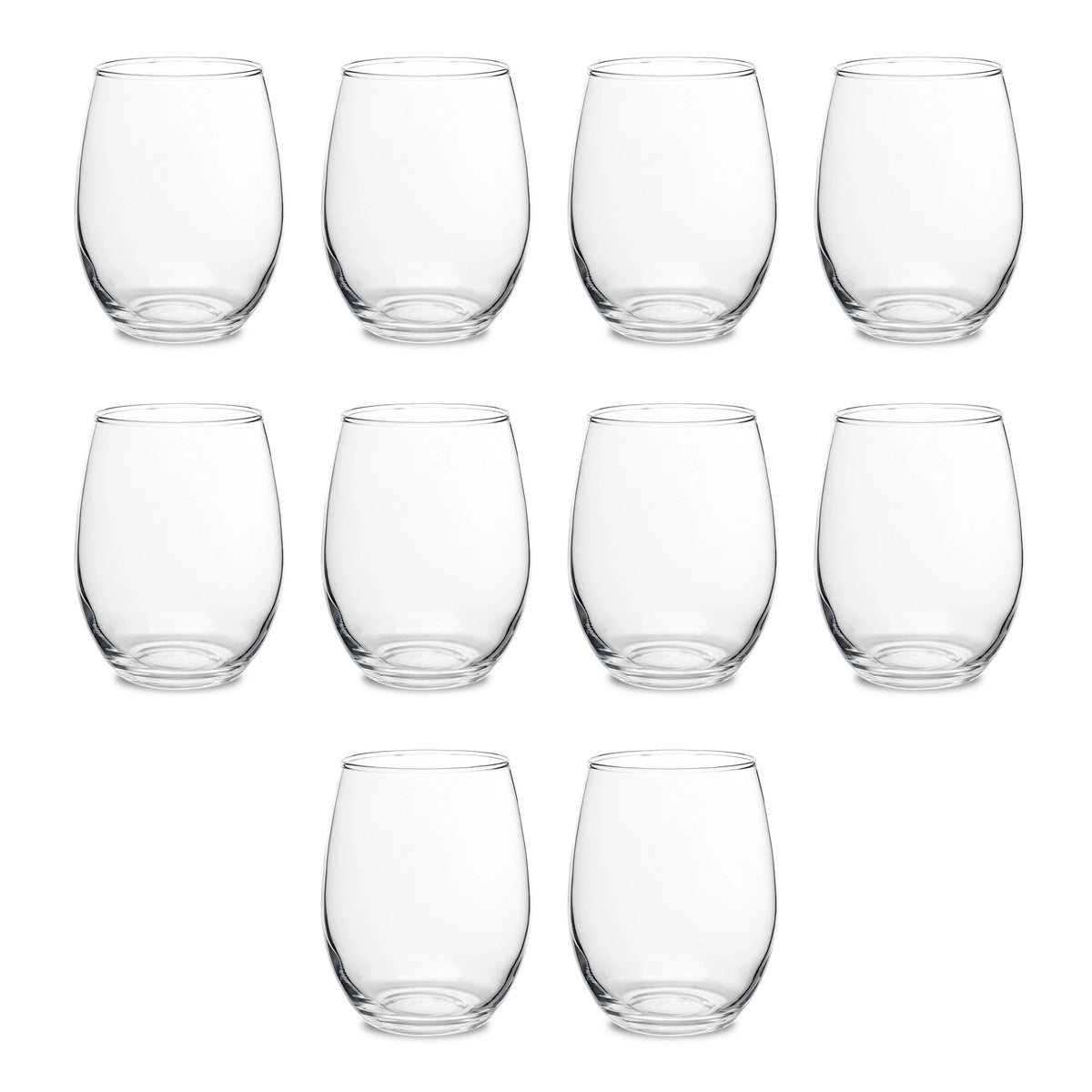 Stemless Wine Glasses 15 oz Set of 10 Clear G5577
