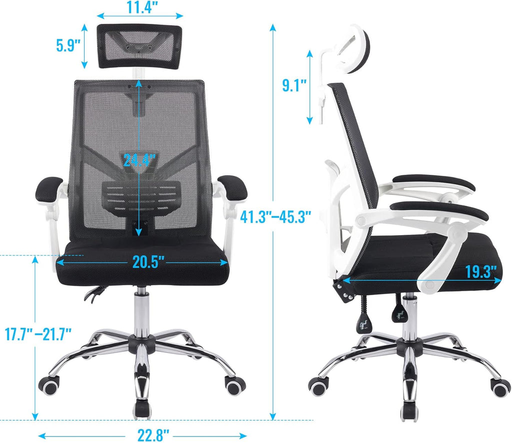Black Ergonomic Mesh Office Chair with Adjustable Headrest and Armrest M1374