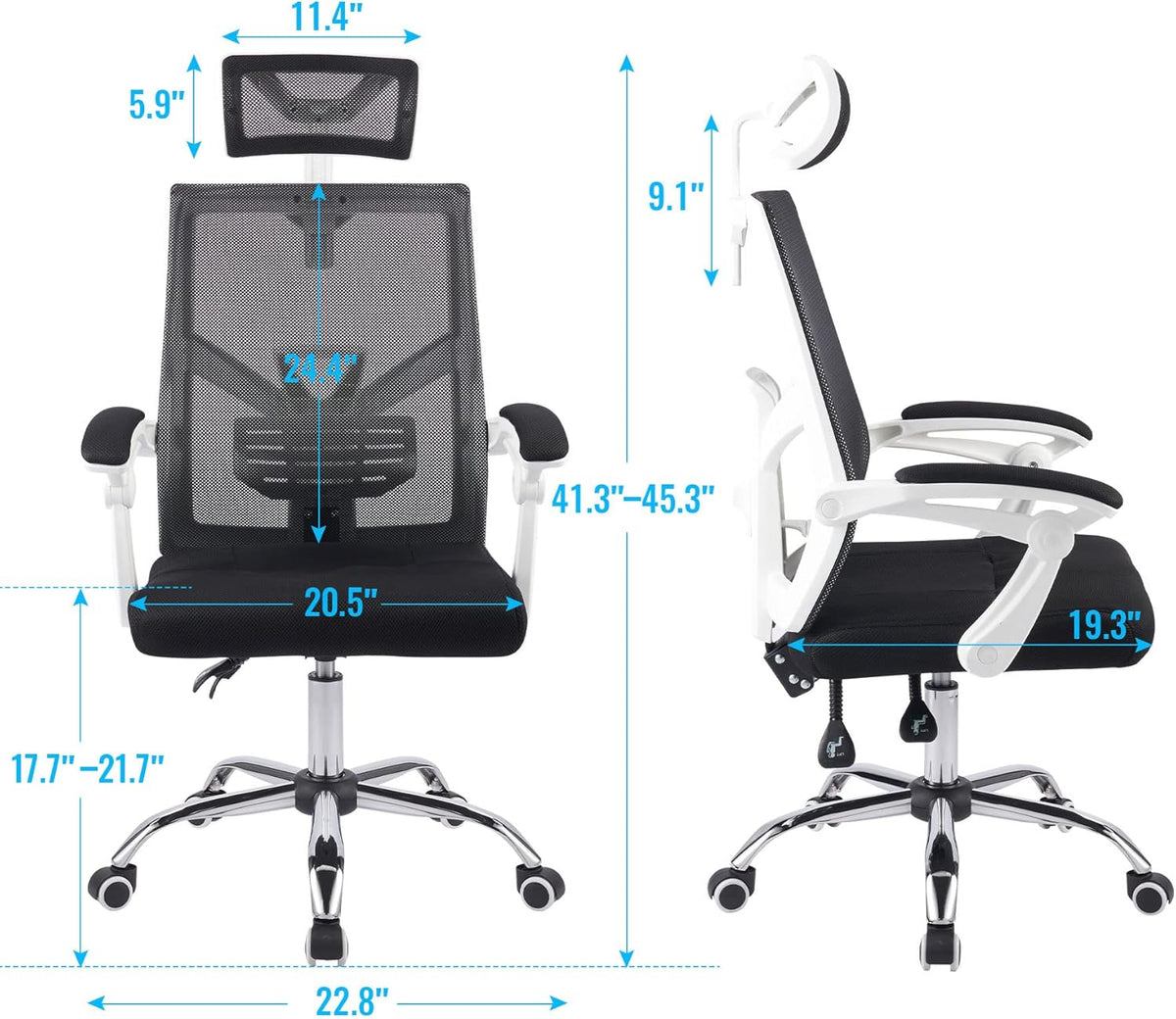 Black Ergonomic Mesh Office Chair with Adjustable Headrest and Armrest M1374