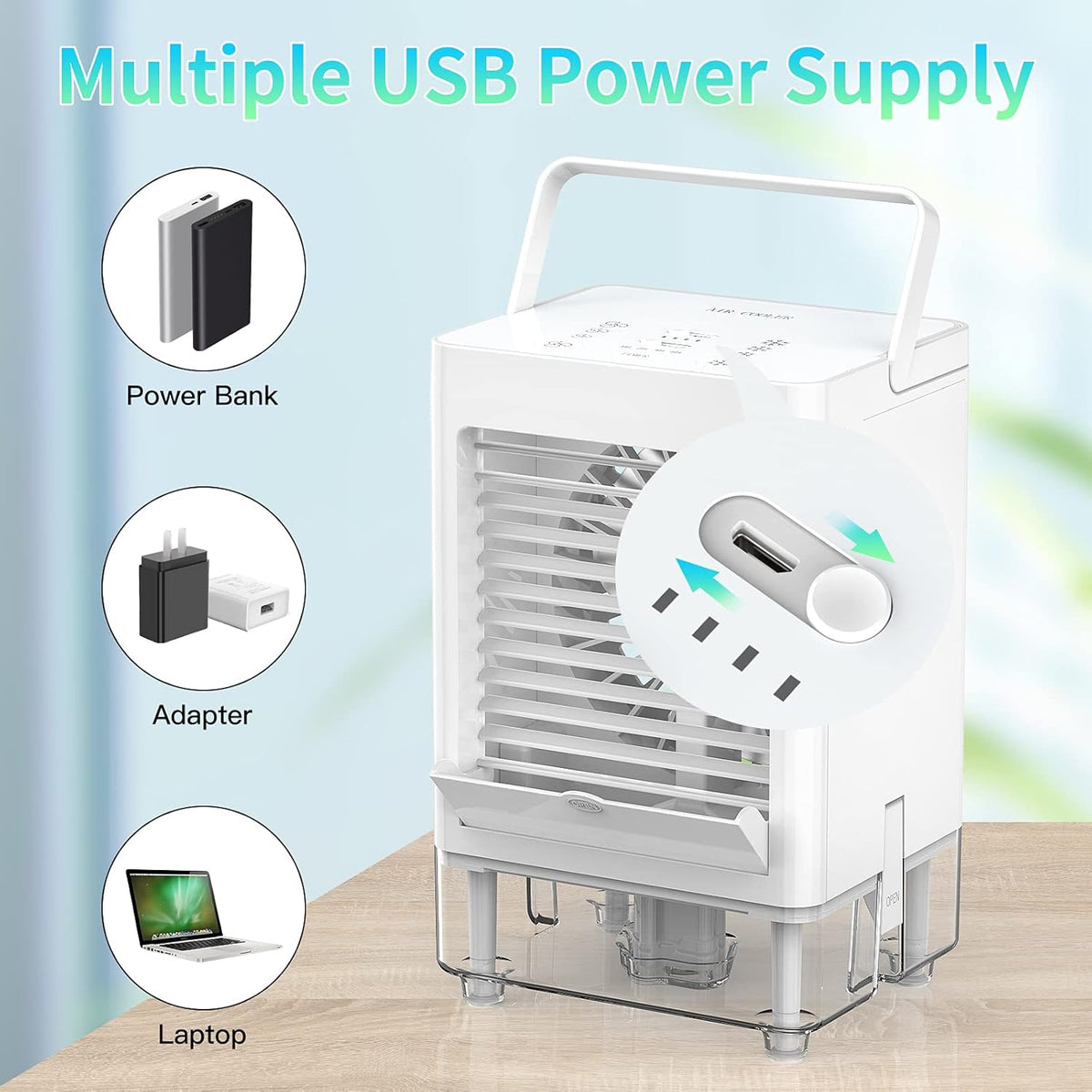 Portable Evaporative Air Cooler Fan, 5000mAh Rechargeable, Pack of 2 W773942