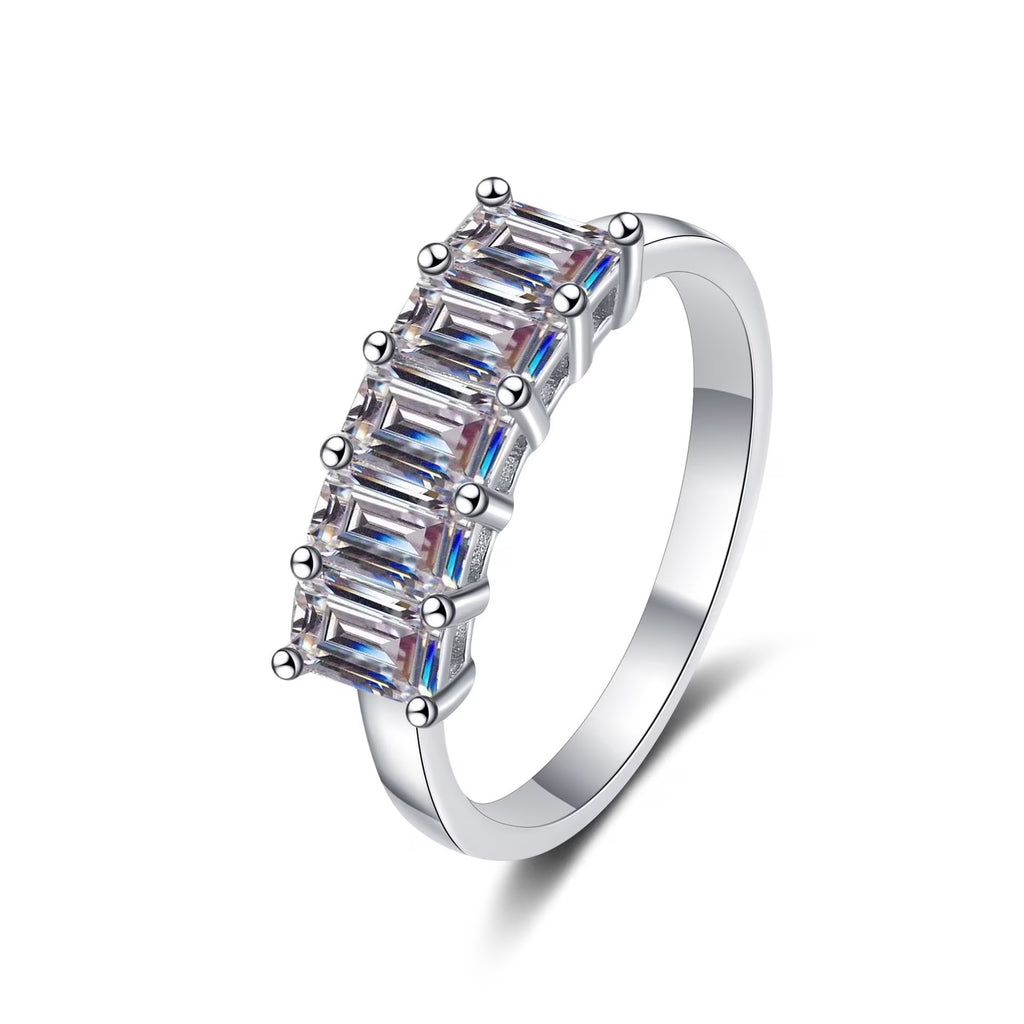2.5ct D Color Emerald Cut 925 Sterling Silver VVS1 Moissanite Engagement Ring D691