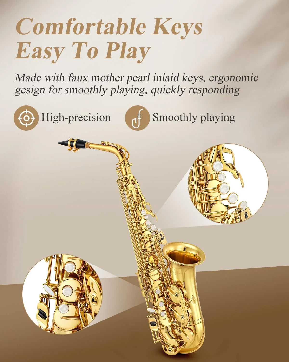 Gold Lacquer Alto Saxophone with Stand G932