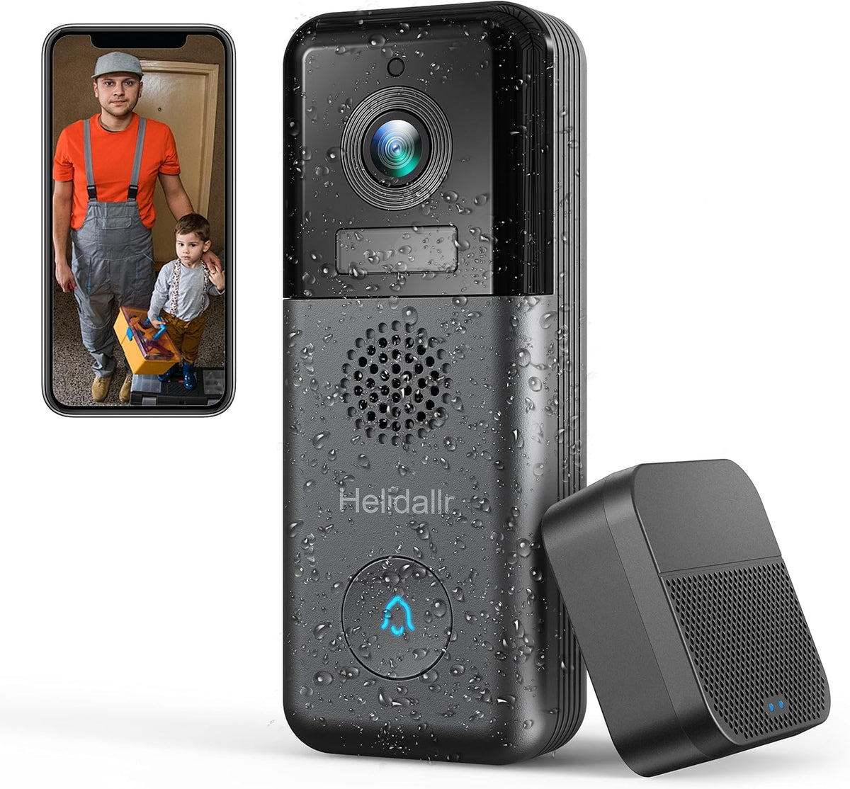2K Wireless Video Doorbell Camera with Motion Detection and Night Vision F476886