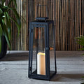 Black Metal Solar Powered LED Outdoor Candle Lantern S3301