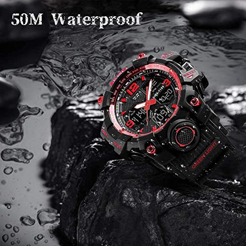 Men's Analog Sports Watch LED Military Digital Watch Electronic Stopwatch Large Dual Dial Time Outdoor Army Wrist Watch Tactical H529